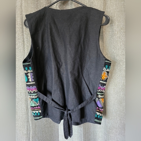 Vintage 80s Vest Women's Ugly Southwest Tribal Abstract Beaded Size Small - Picture 5 of 5